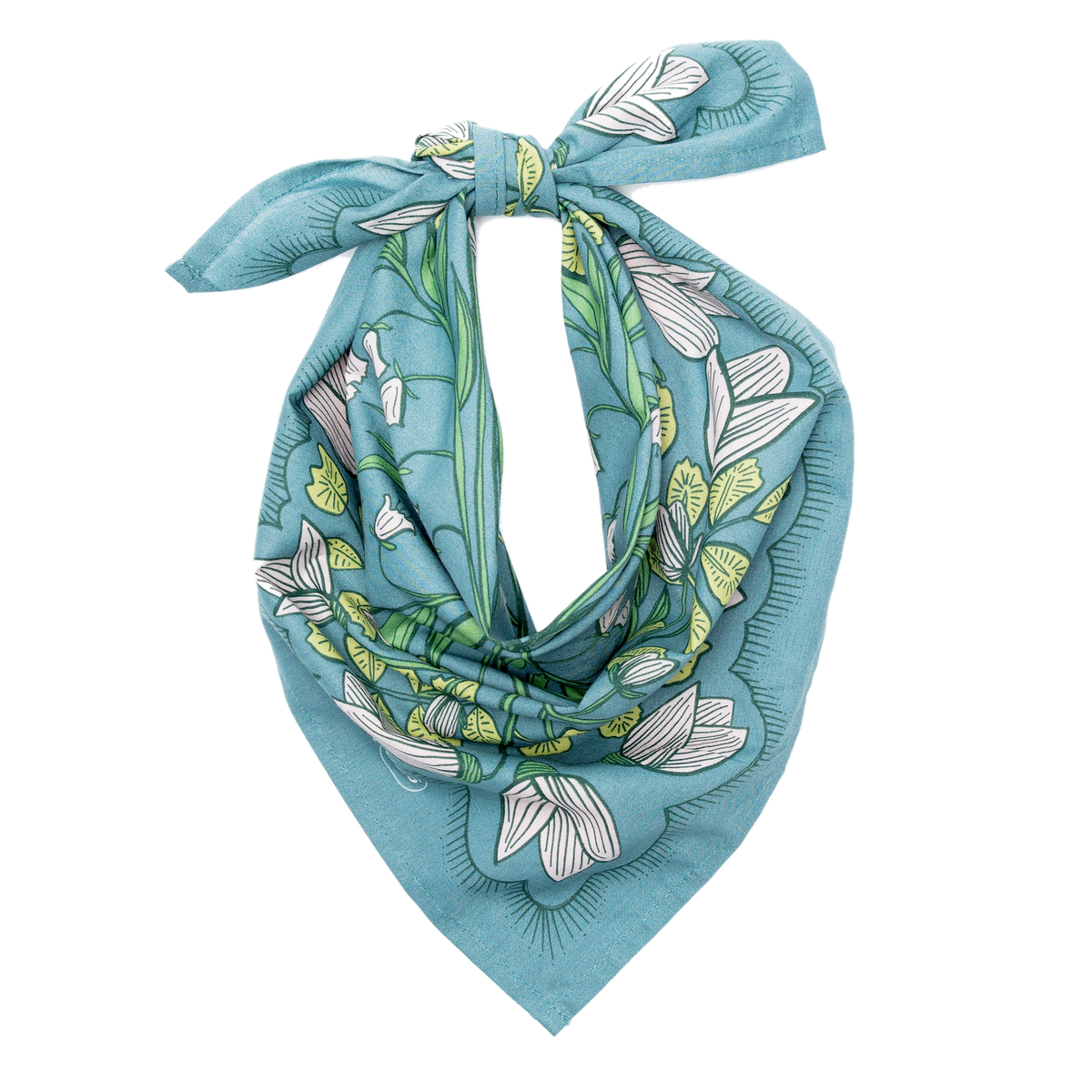 No. 096 Cassie Bandana Blue Pink Floral Handker Bandanas