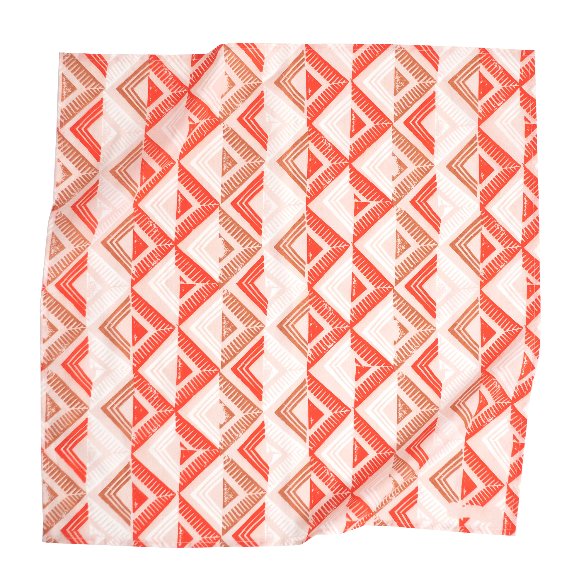 Fabric with red and orange geometric pattern