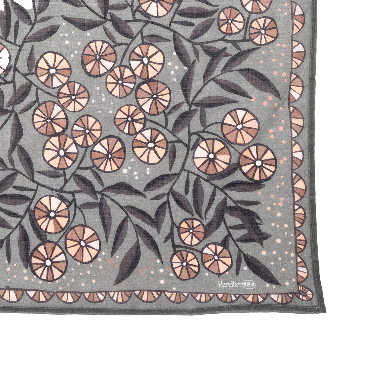 Gray bandana, bandanna, scarf, handkerchief with neutral tone pattern | Eleanor wild rag by Handker Bandanas