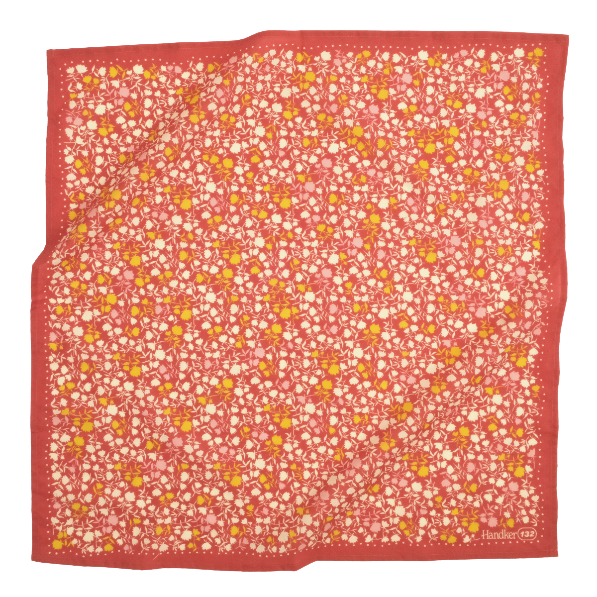 No. 132 Caroline Rust Red & Yellow Floral Bandana