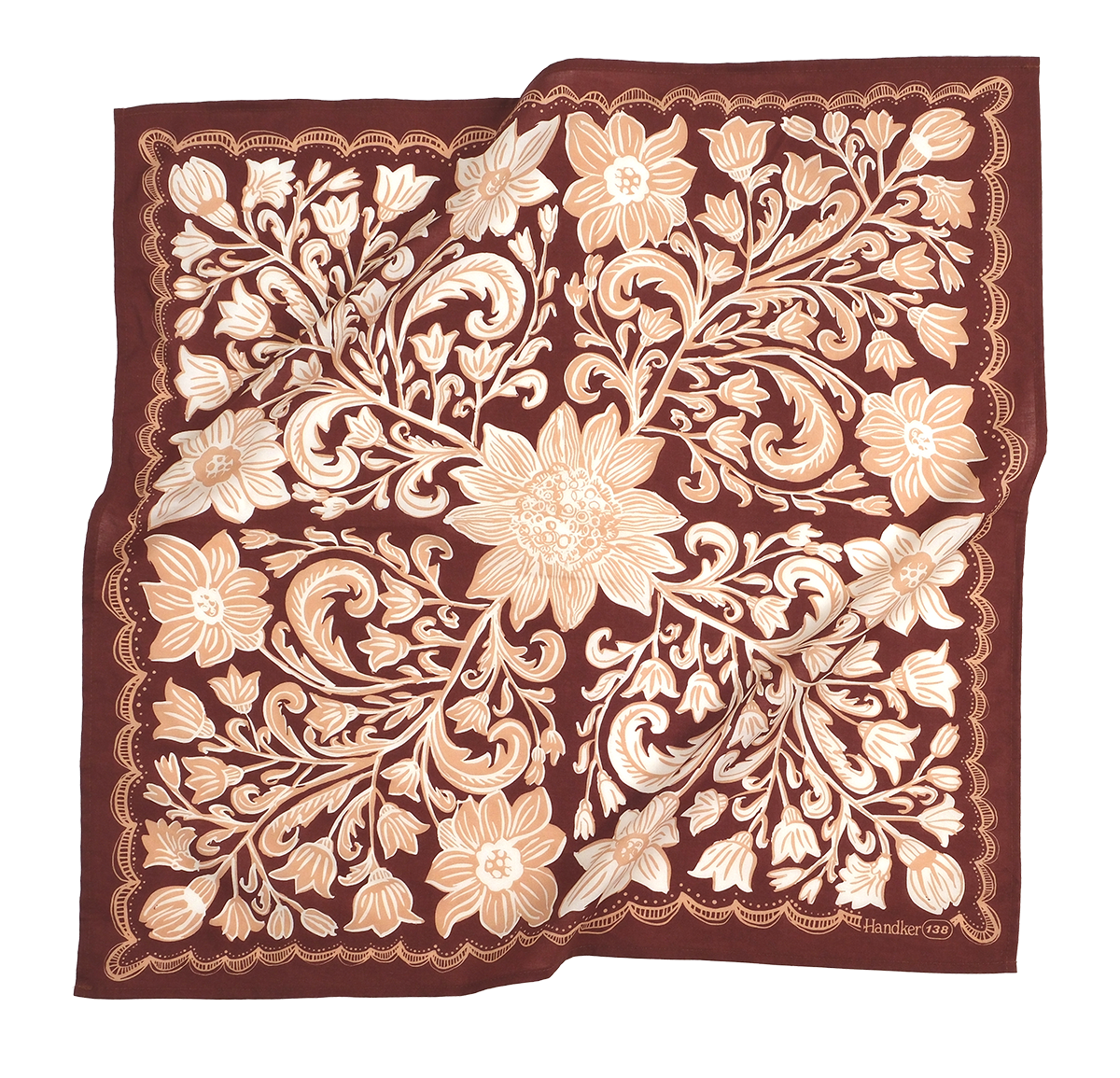レア アングラAdant Foundation No. 138 Agatha Bandana | Mahogany Red Peach White Floral