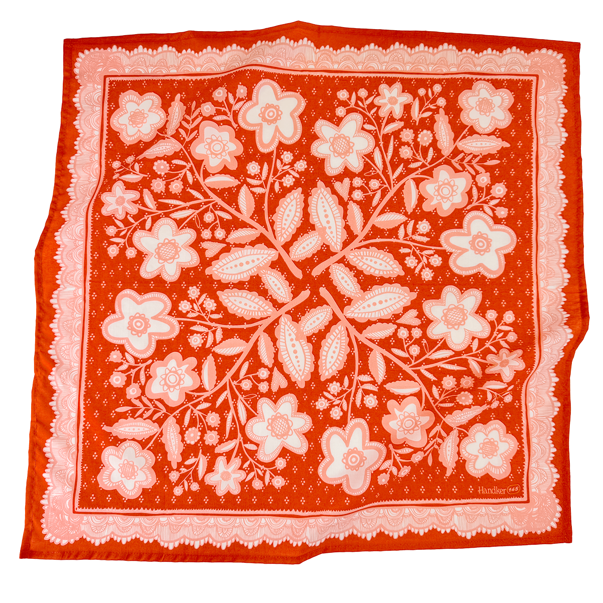 No. 145 Lacey Bandana | Red & Orange Floral Print