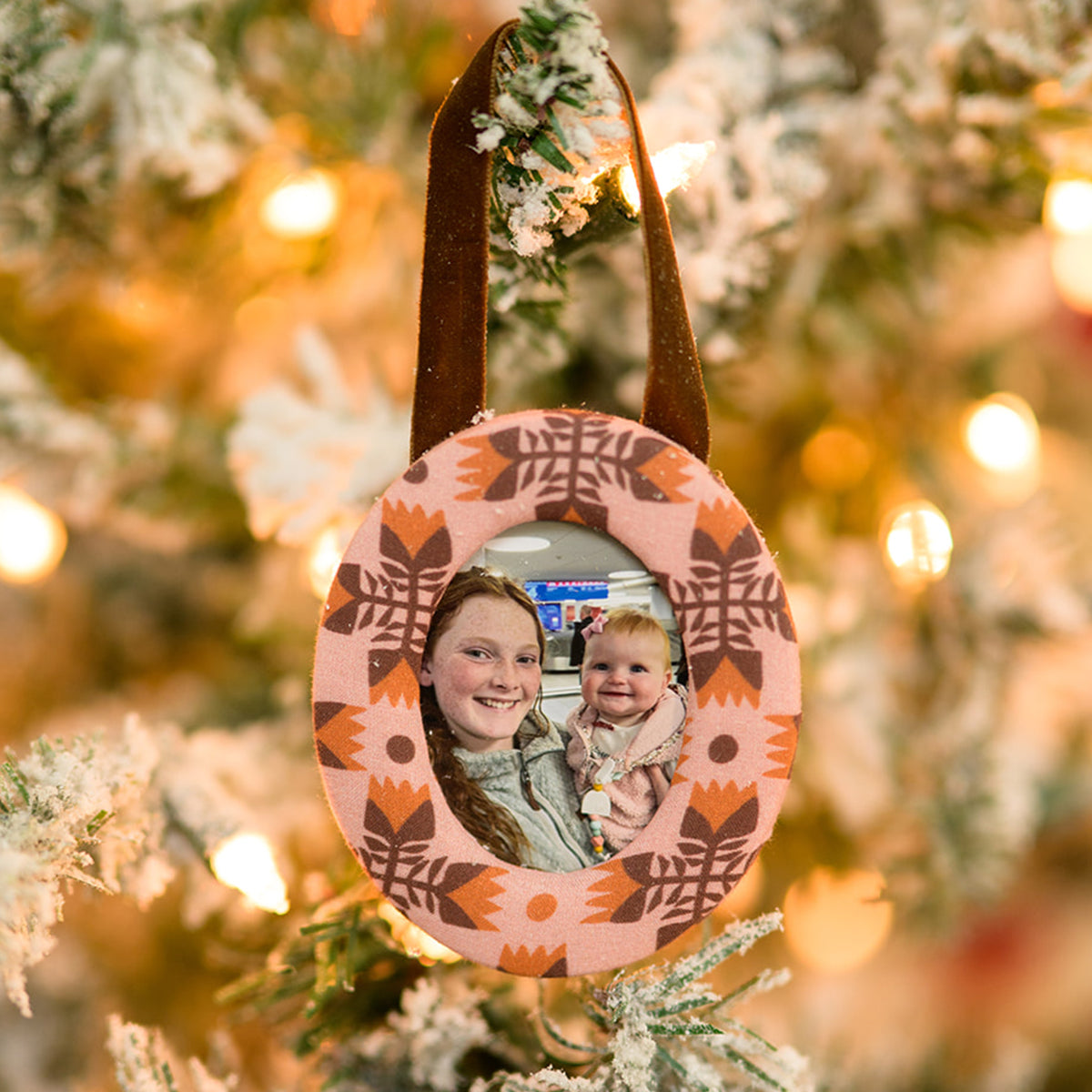 Sarah Pink Fabric Frame Ornament