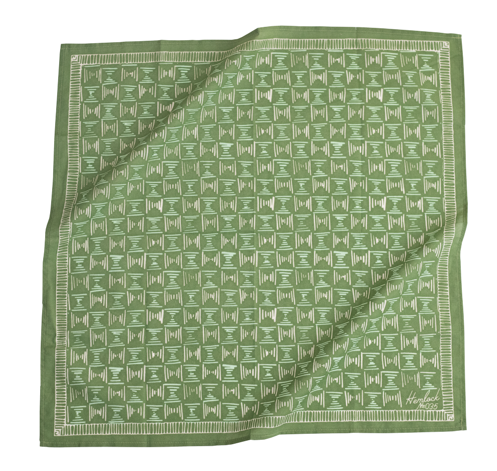 Hemlock Goods No. 035 Hattie trendy designer Bandana Emerald green geometric print