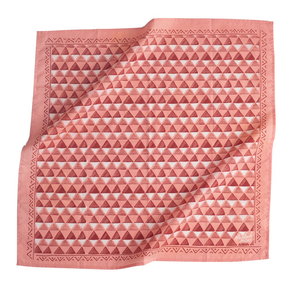 Hemlock Goods No. 045 Nora Bandana Geometric Triangle Pink & Red Print