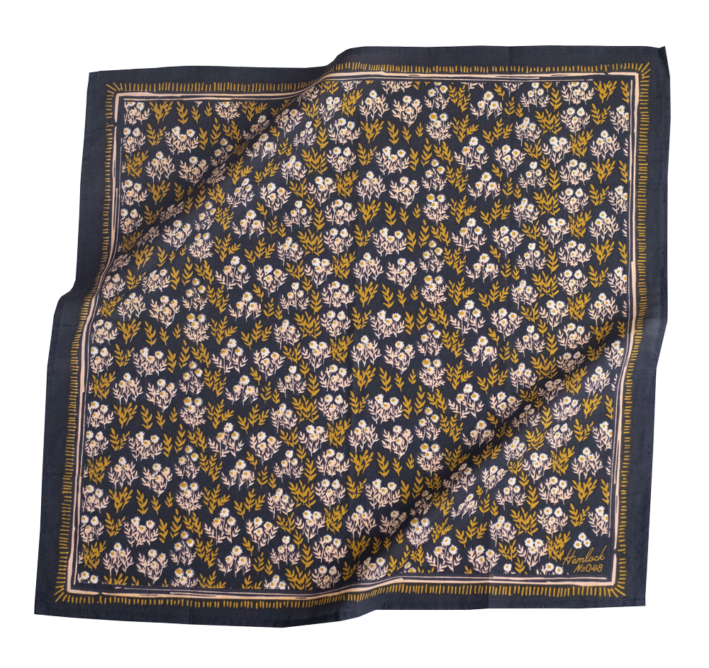 Floral patterned square scarf with dark background