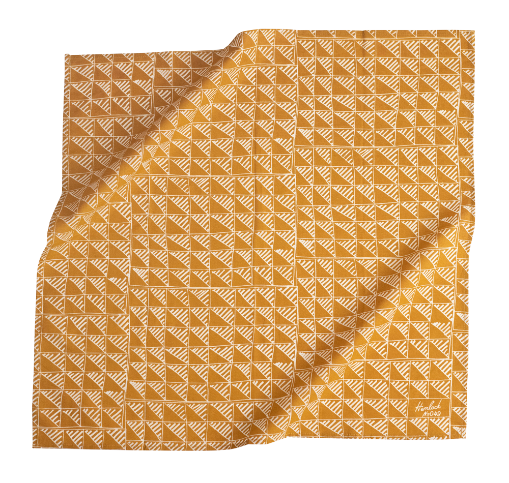 Hemlock Goods No. 049 Asher Geometric print cotton Bandana Gold