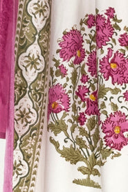 Block Print Bedspread Set: Mauve & Green Floral