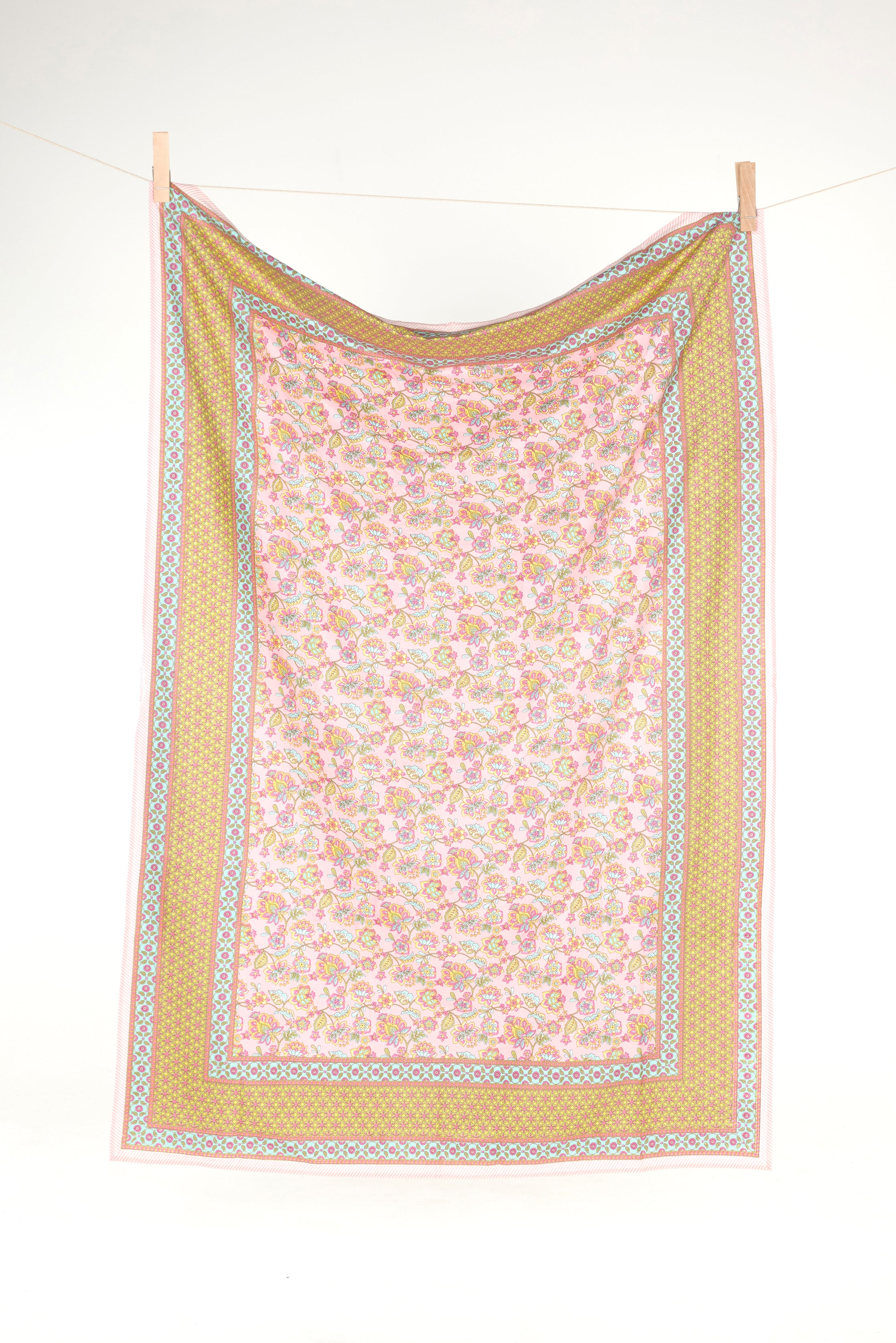 Block Print Cotton Tablecloth -  Floral Multi