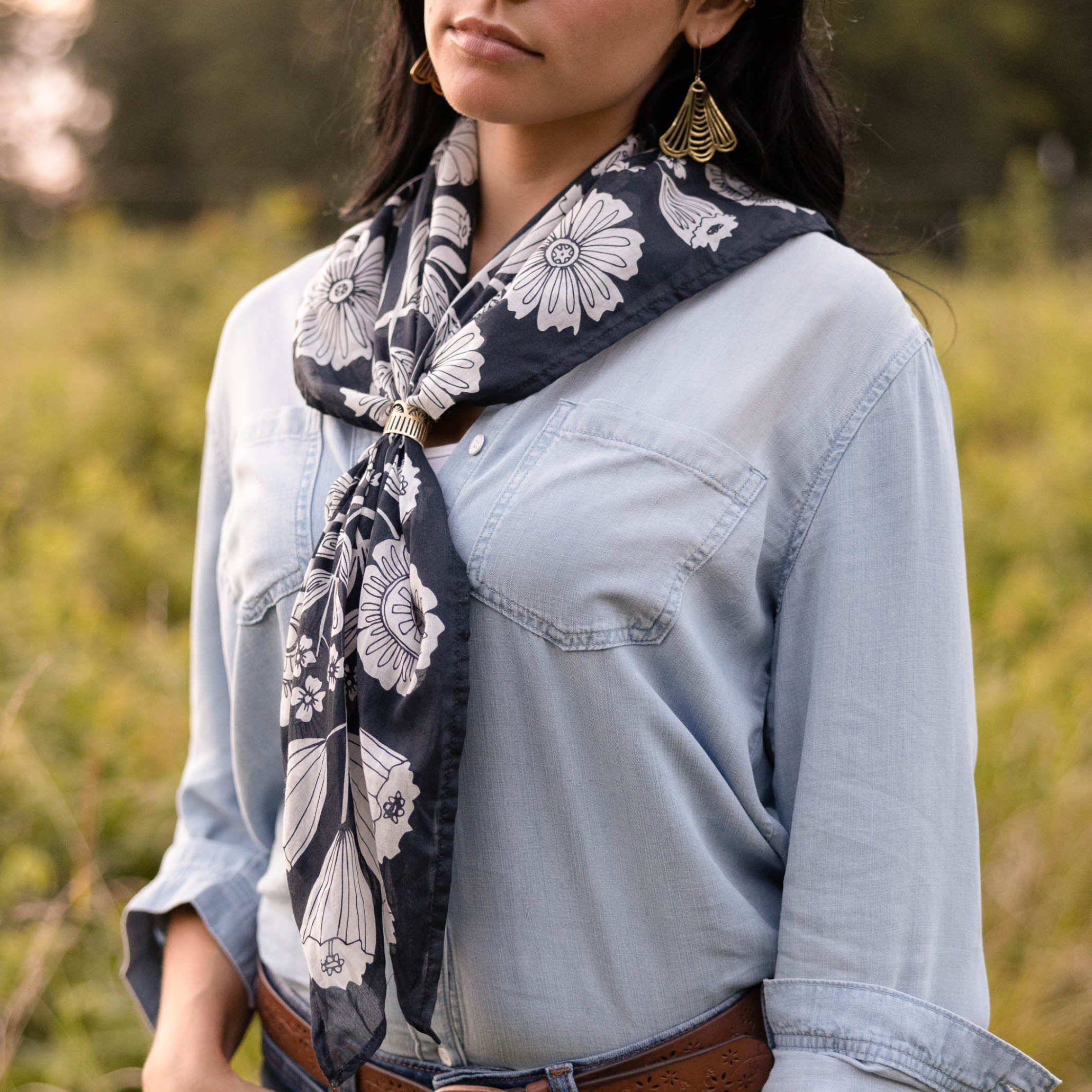 Handker Navy Floral Western Wild Rags