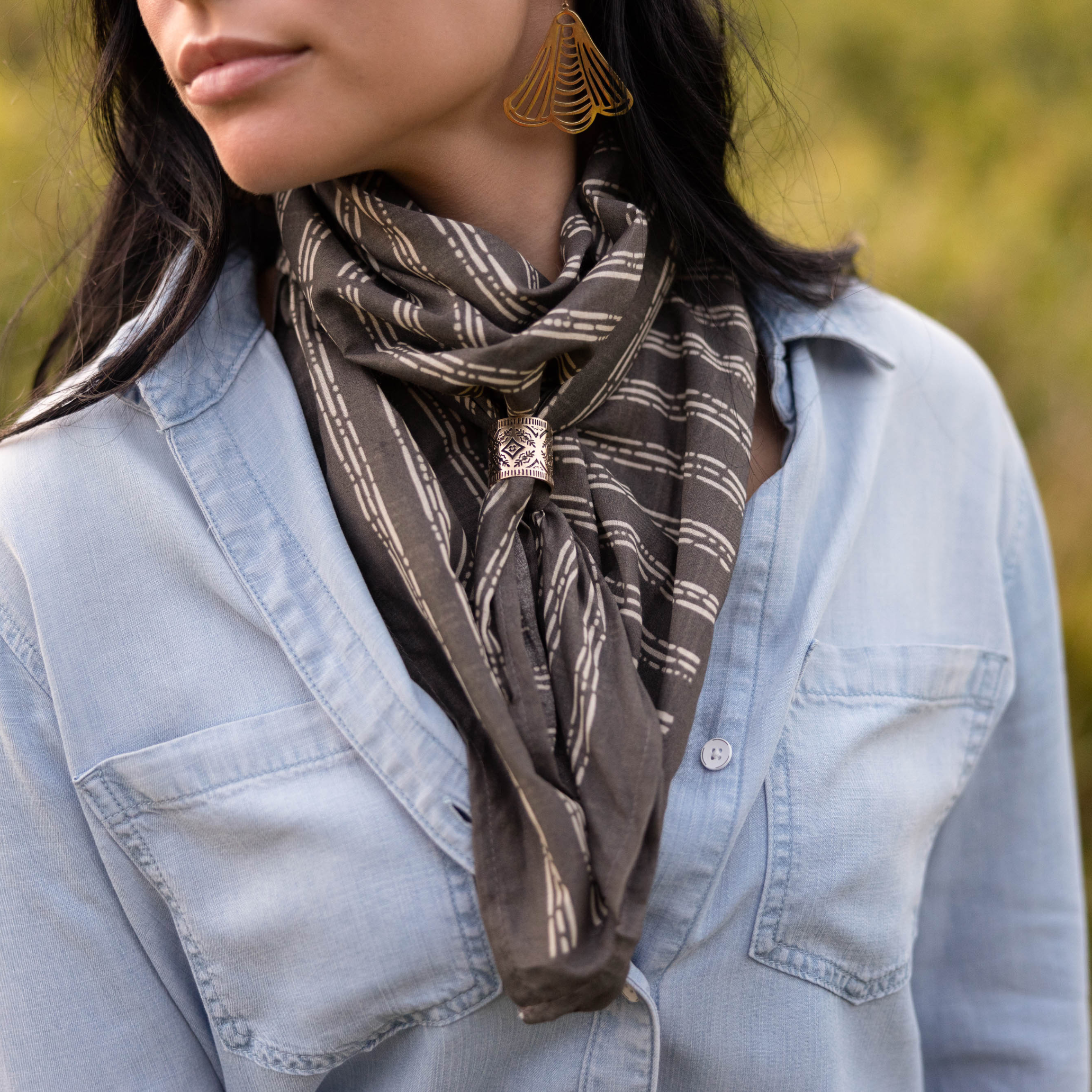 Handker gray stripe  Western Wild Rags