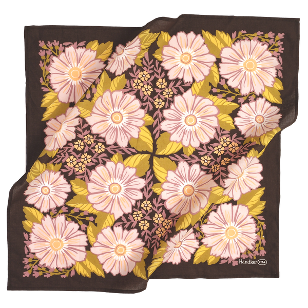 No. 134 Violet Bandana | Violet , Olive & Green, Peach Accents