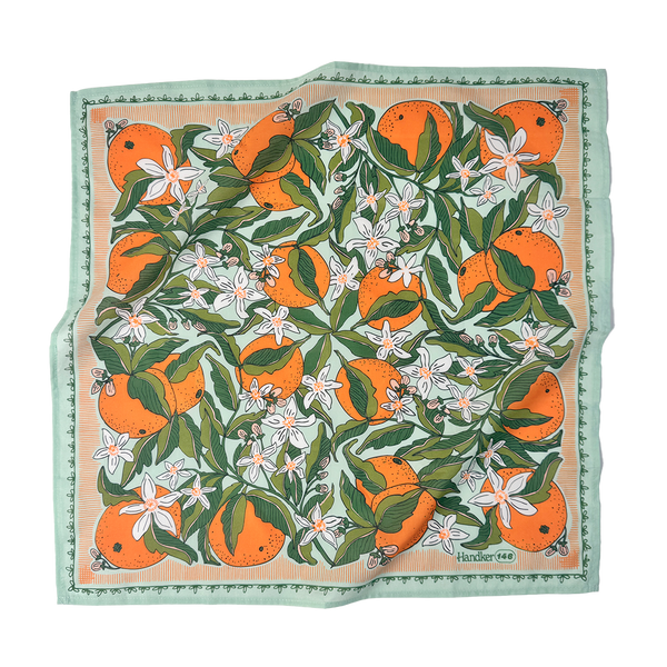 No. 146 Zoe Bandana | Mint, Orange, and Green Premium Cotton
