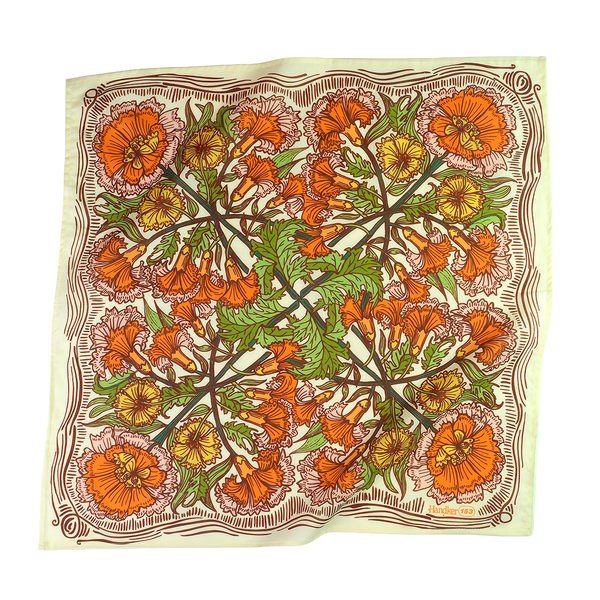 No. 153 Hannah Bandana | Orange & Green Floral Print