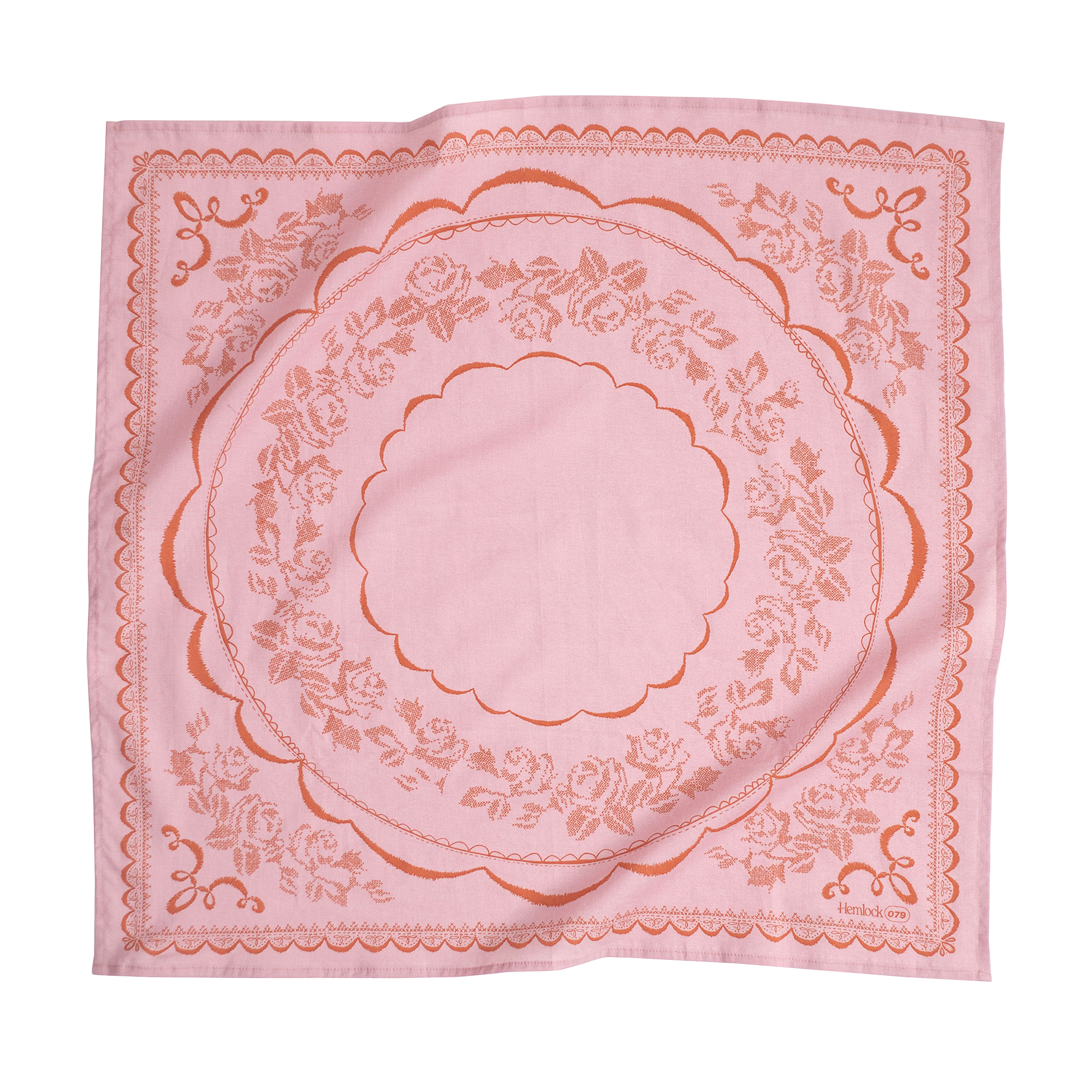 Pink handkerchief with floral border design