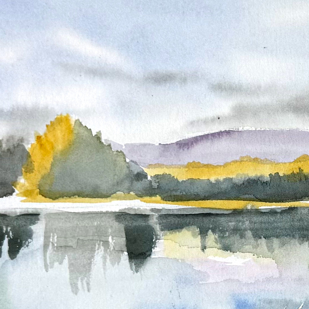 Autumn Lake Watercolor