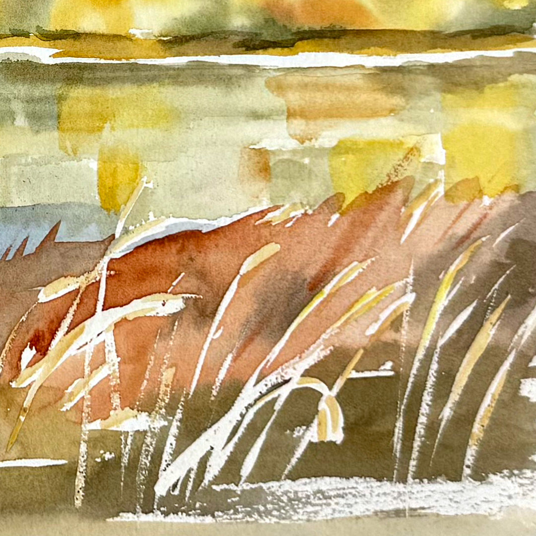 Autumn Lake Watercolor