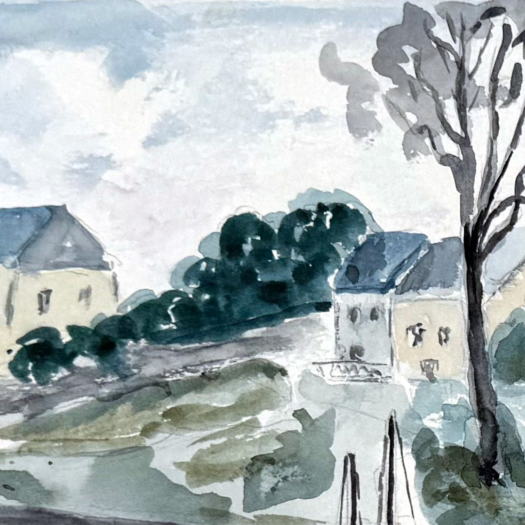 Village Harbor Watercolor