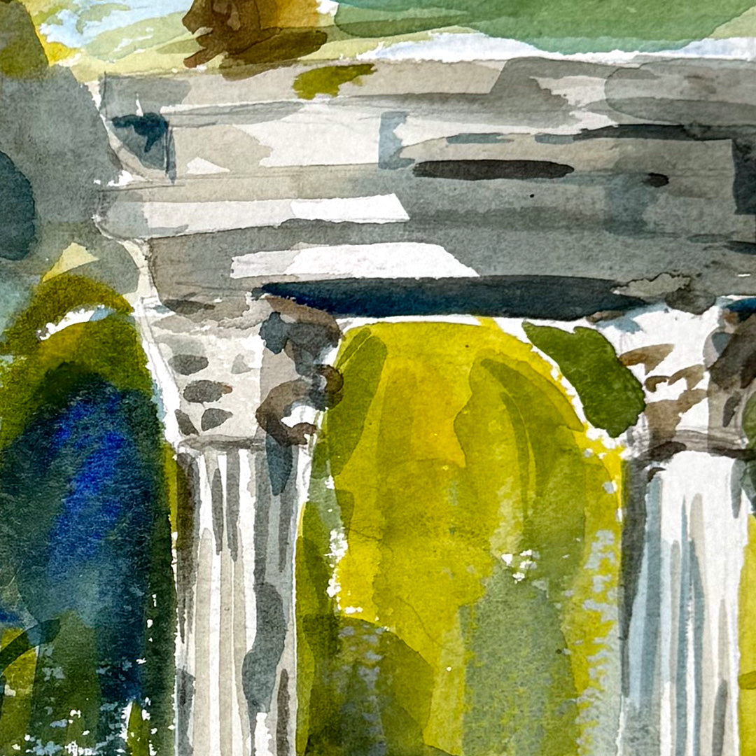 Columns Garden Watercolor on Paper