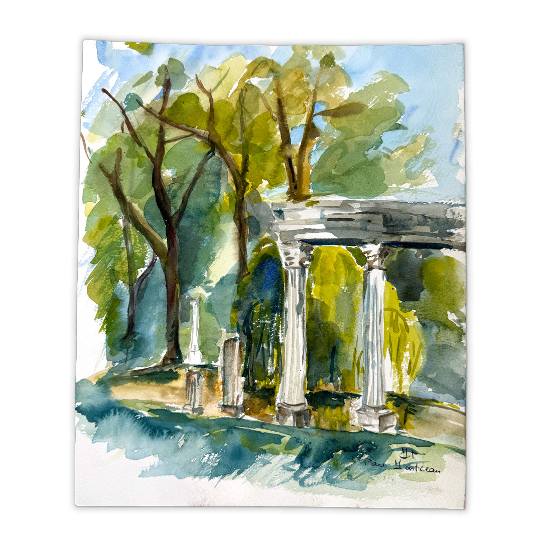 Columns Garden Watercolor on Paper