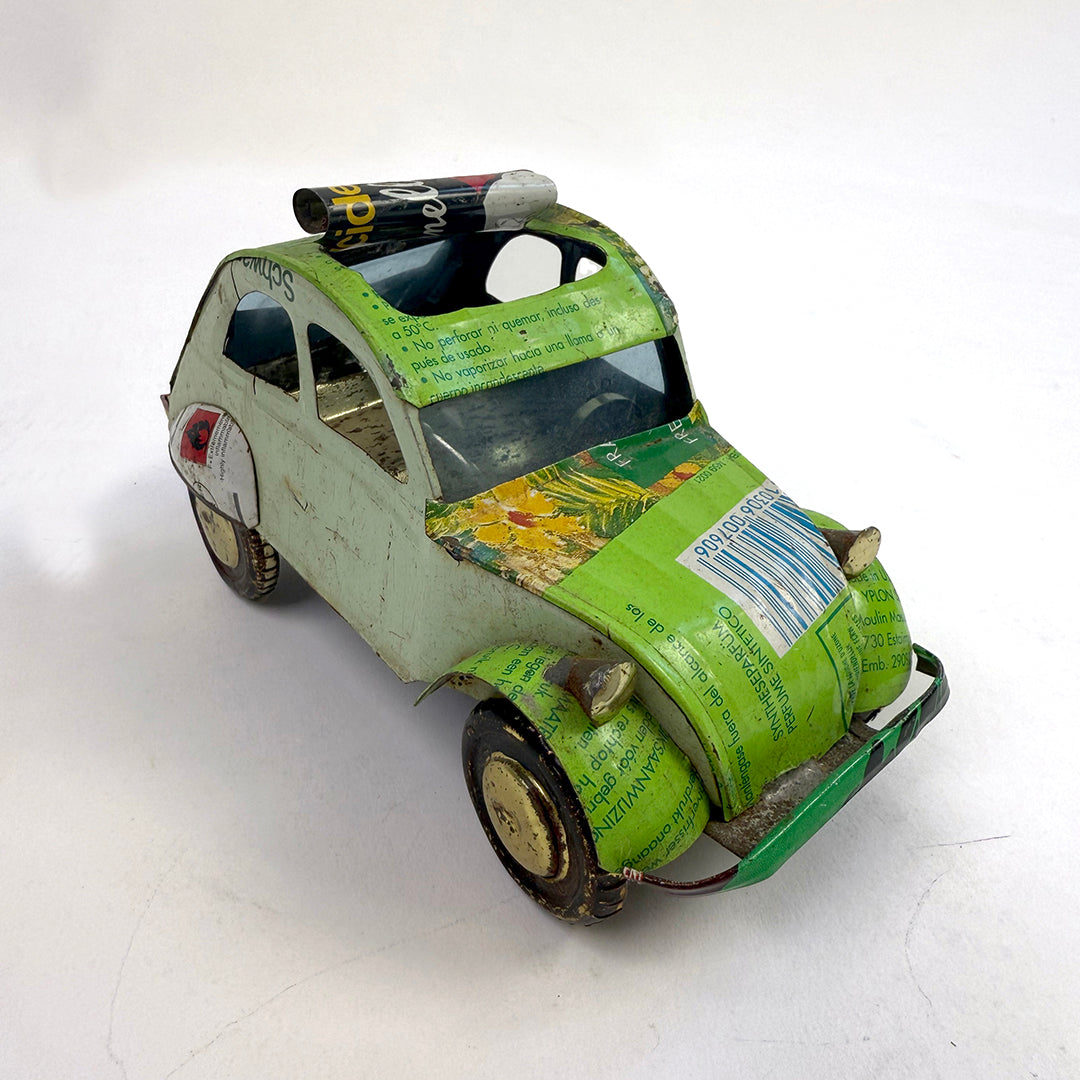 Folk Art Found Metal Car: Green