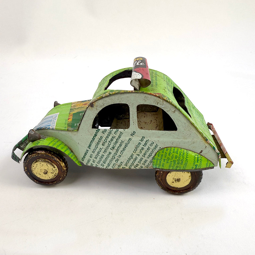 Folk Art Found Metal Car: Green