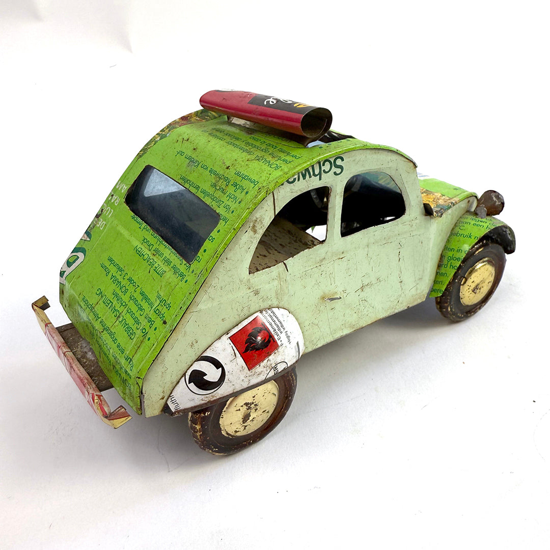 Folk Art Found Metal Car: Green