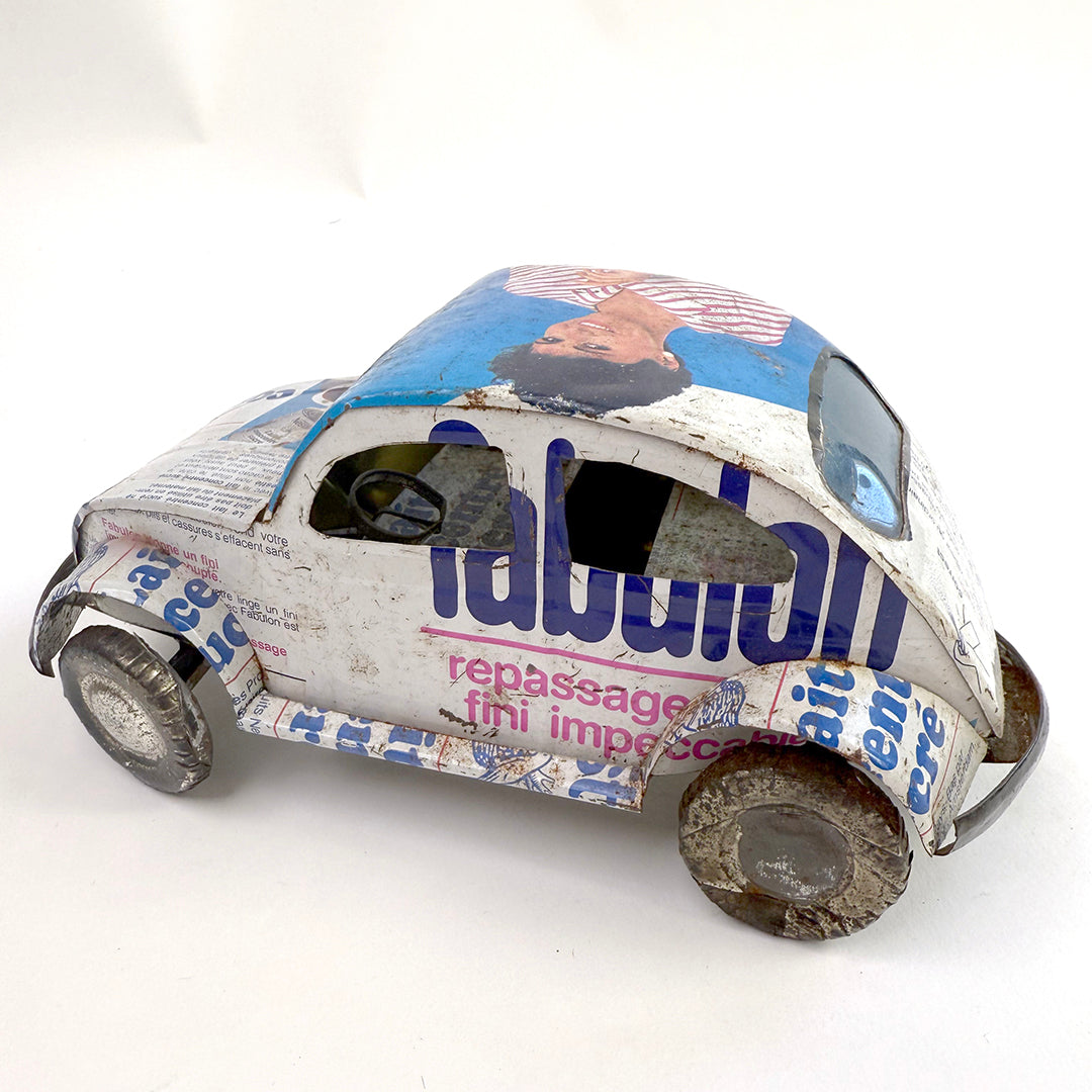 Folk Art Found Metal Car: White