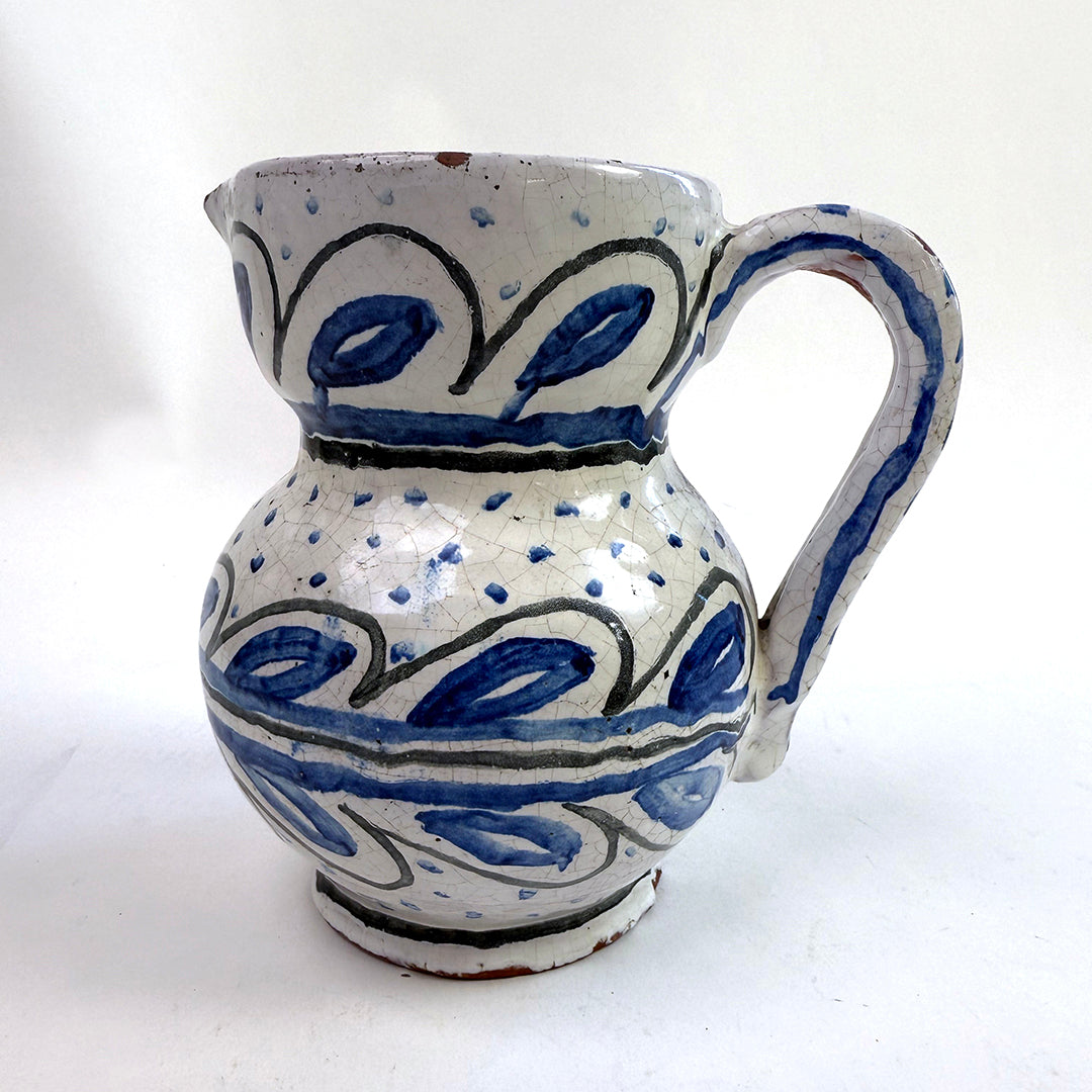 Blue and White Ceramic Pitcher