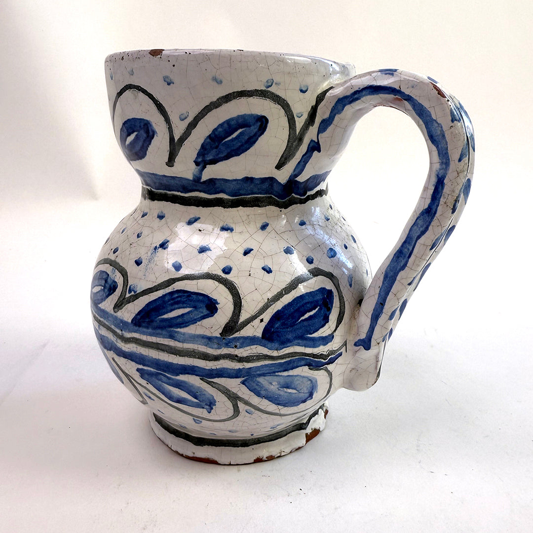 Blue and White Ceramic Pitcher