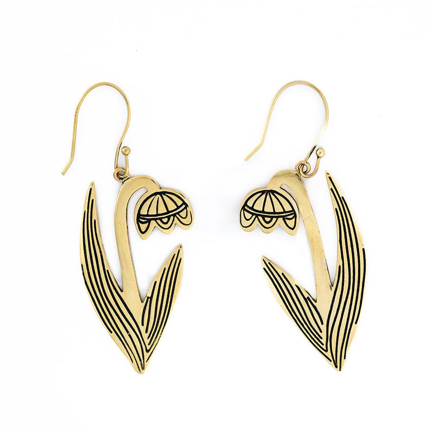 Frauline Lilly Flower Brass Earrings – Handker Bandanas