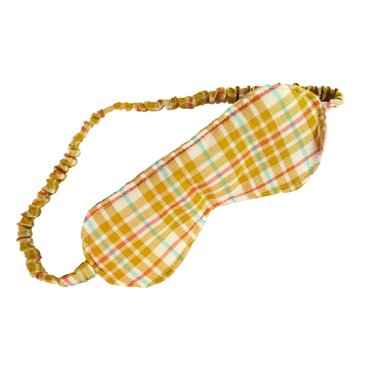 Plaid patterned eye mask on a white background