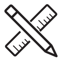 Crossed pencil and ruler representing design, edit, or customization tools.