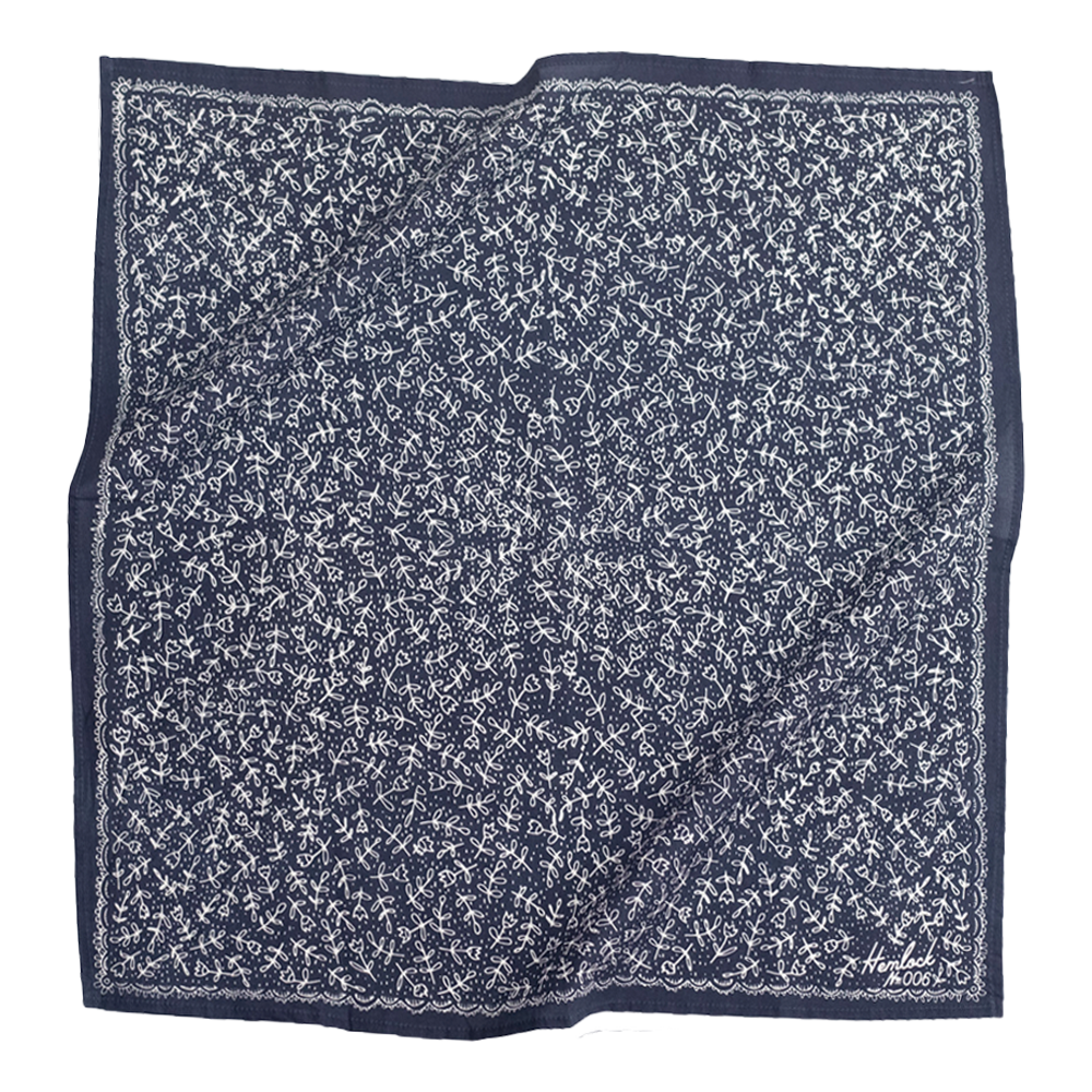 Blue handkerchief with white floral pattern