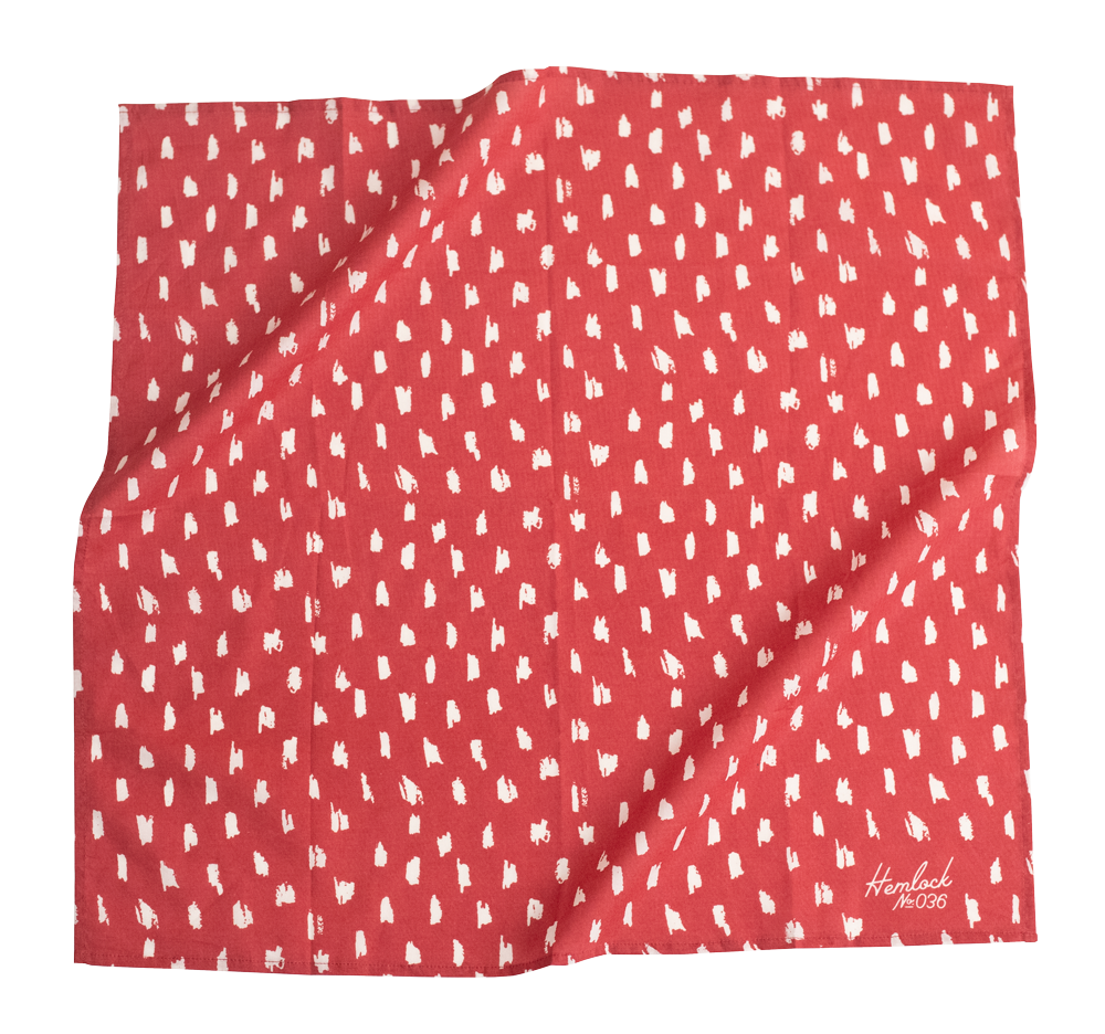 Hemlock Goods No. 036 Scarlet designer Bandana Modern red and cream brush strokes