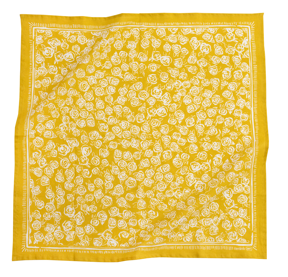 Yellow handkerchief with white floral pattern