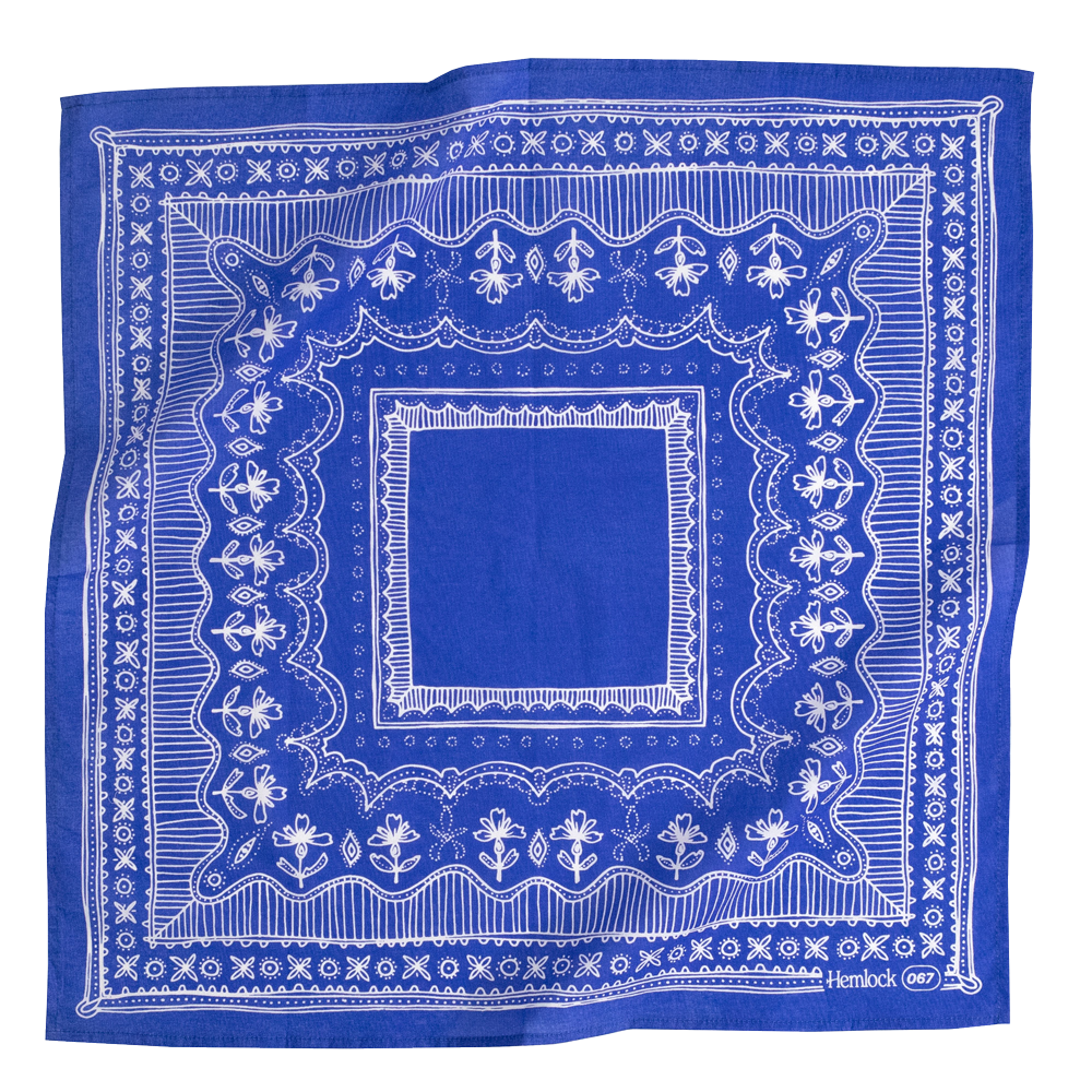 Hemlock Goods No. 067 Nyla Modern Mens Bandana Blue and white