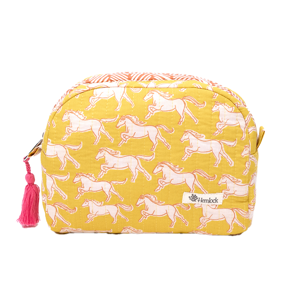 Horses Small Quilted Scallop Zipper Pouch